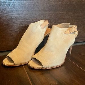 Coach beige bootie heels with buckle